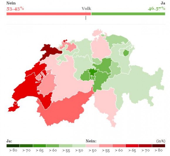 Mapa da votação suíça final