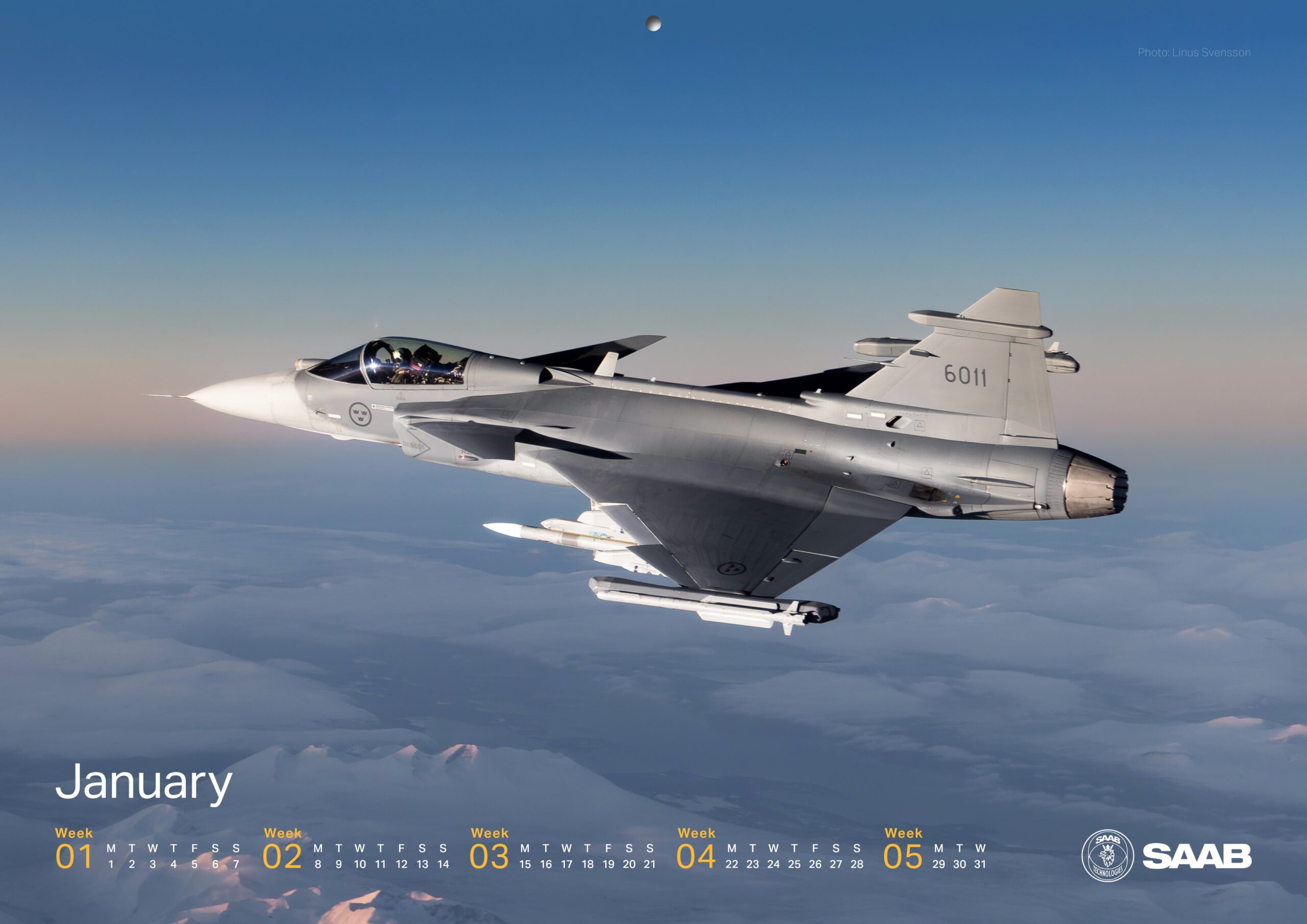 Calendário Gripen 2024 Imagem de Janeiro Poder Aéreo Aviação